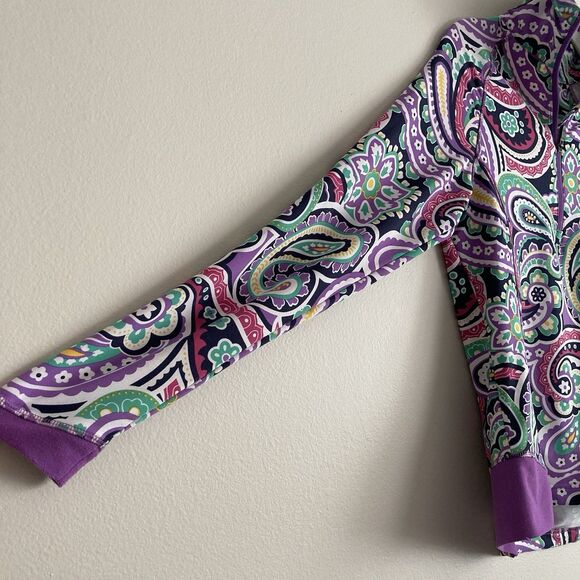 Peter Millar Quarter Zip Performance Pullover Womens XS Purple Paisley Golf - Picture 3 of 8